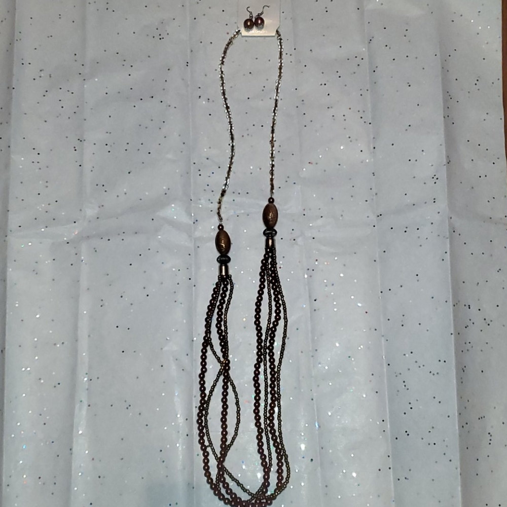 💎 Bronze Necklace & Earrings - Costume Jewelry